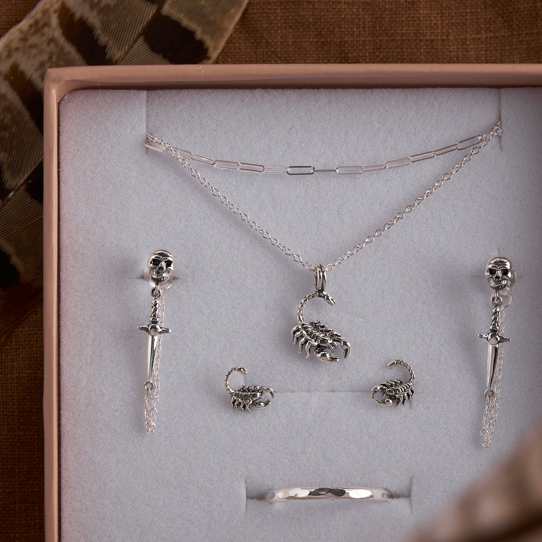 Dagger and Skull Chain Studs