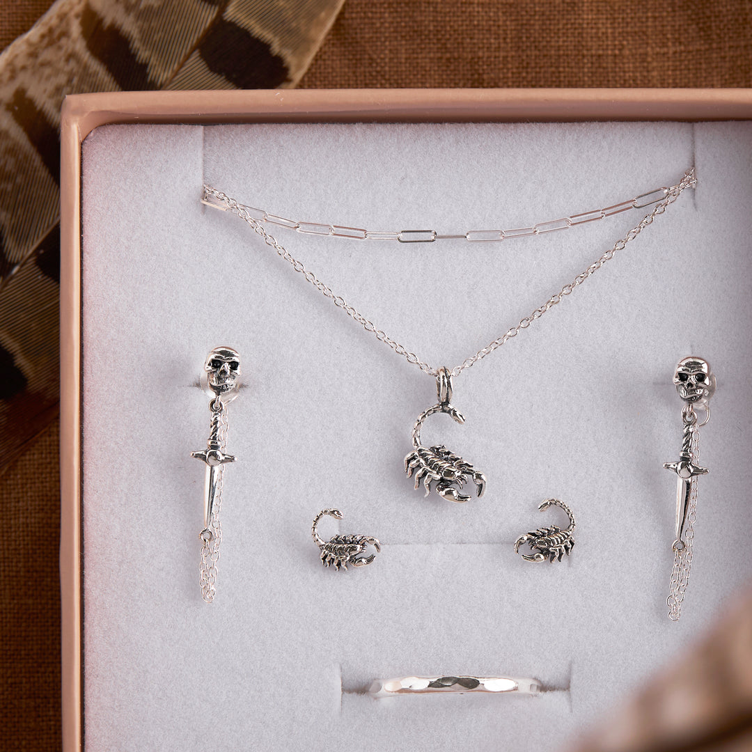Dagger and Skull Chain Studs