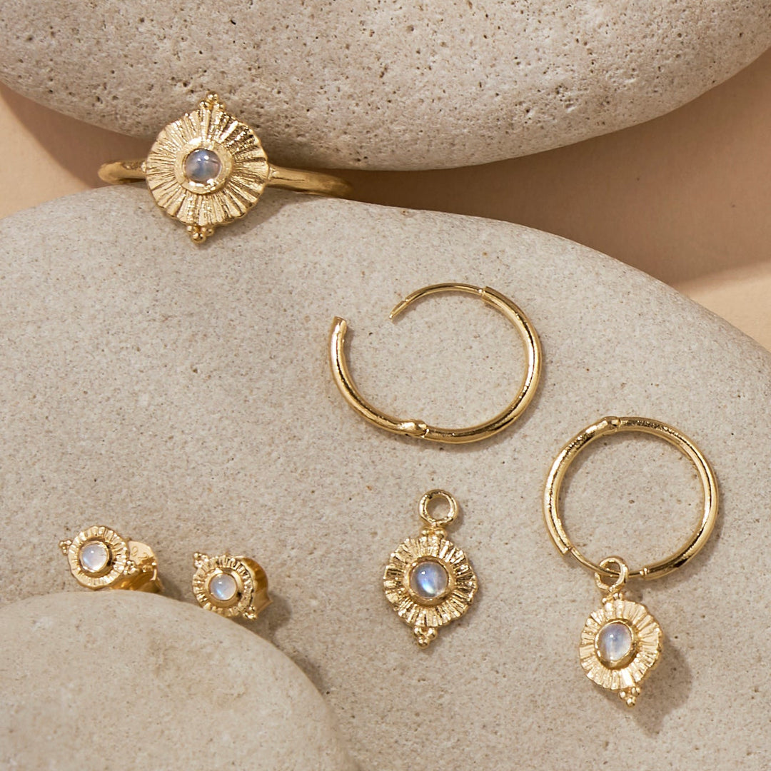 Veya Moonstone Studs Gold