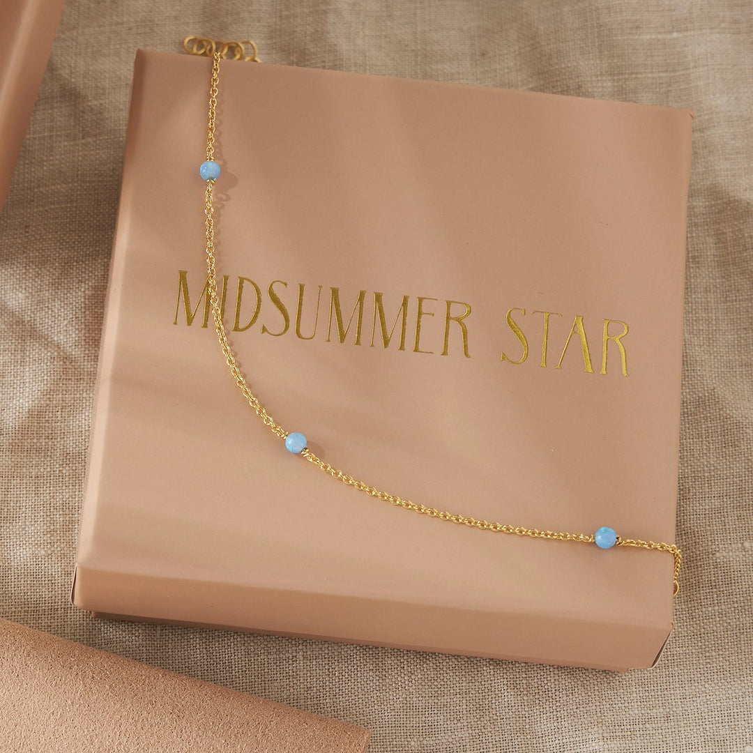 Mermaid Tears Azure Opal Anklet Gold