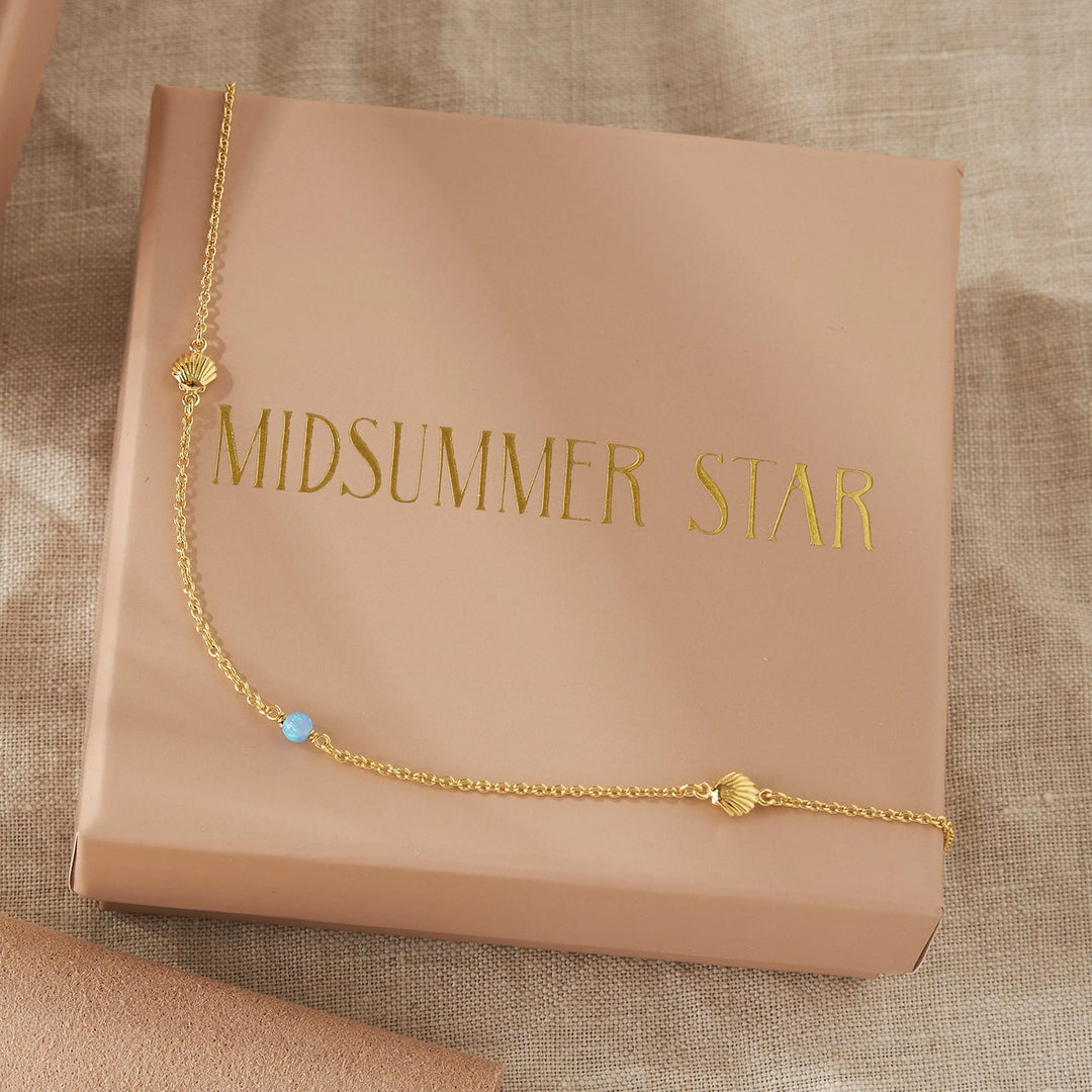 Oceanic Azure Opal Anklet Gold