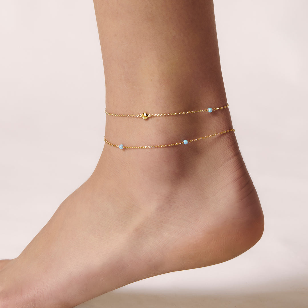 Oceanic Azure Opal Anklet Gold