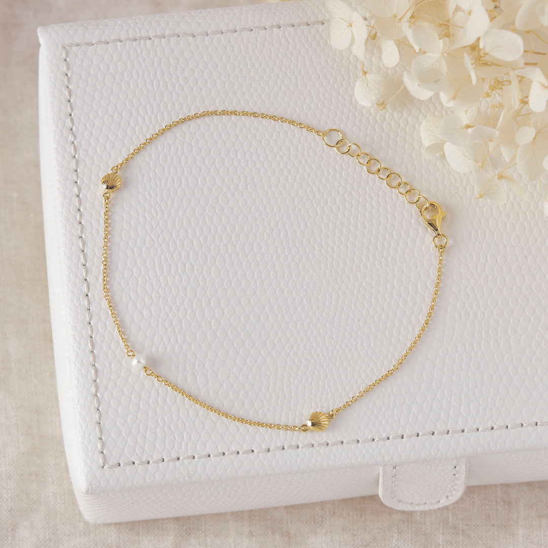 Oceanic Pearl Anklet Gold