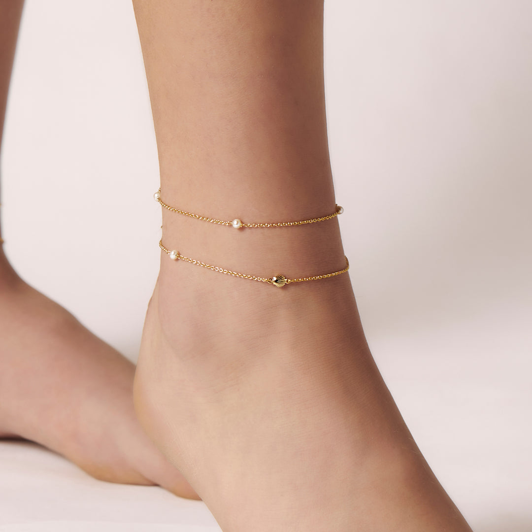 Oceanic Pearl Anklet Gold