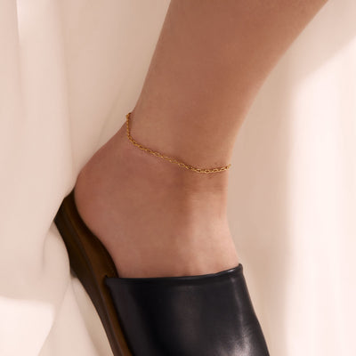 Paperclip Anklet Gold