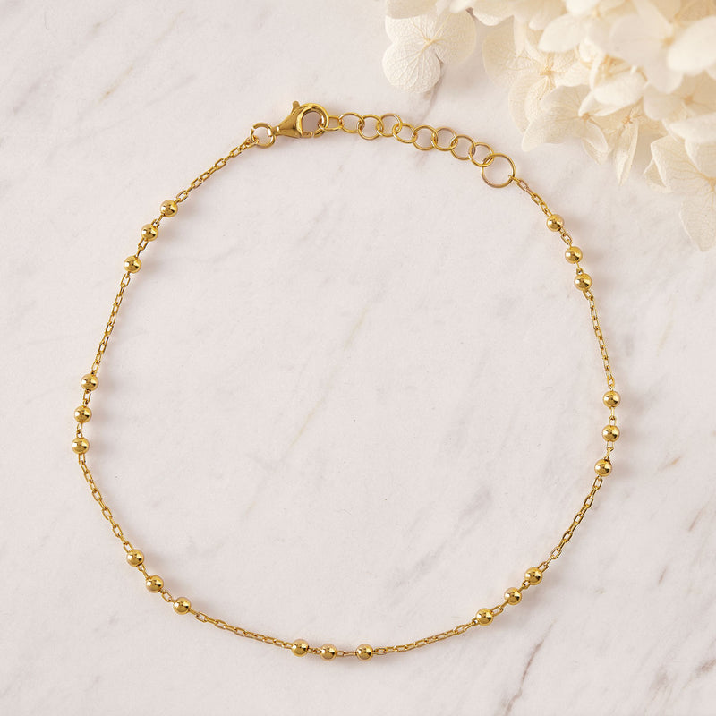 Beaded Chain Anklet Gold