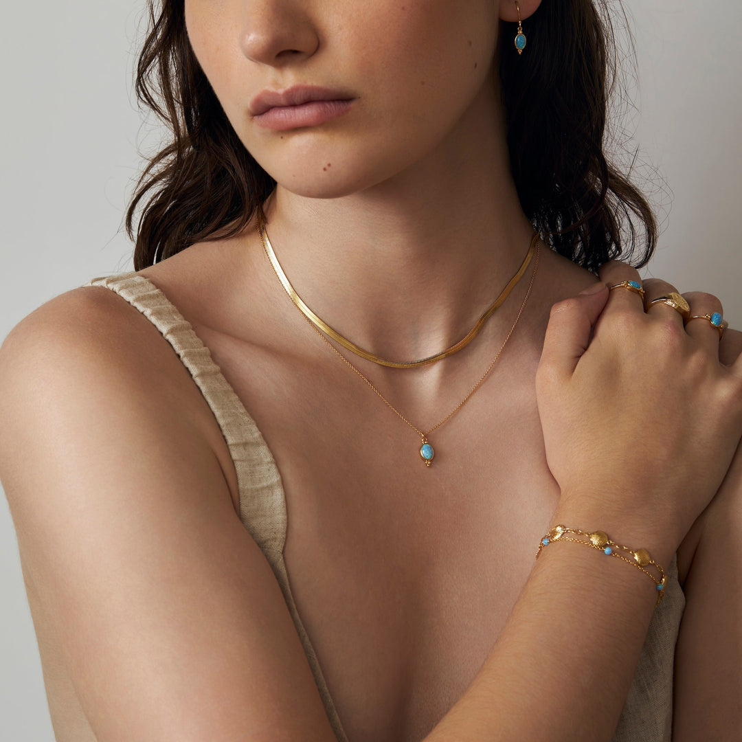Mermaid Tears Azure Opal Bracelet Gold