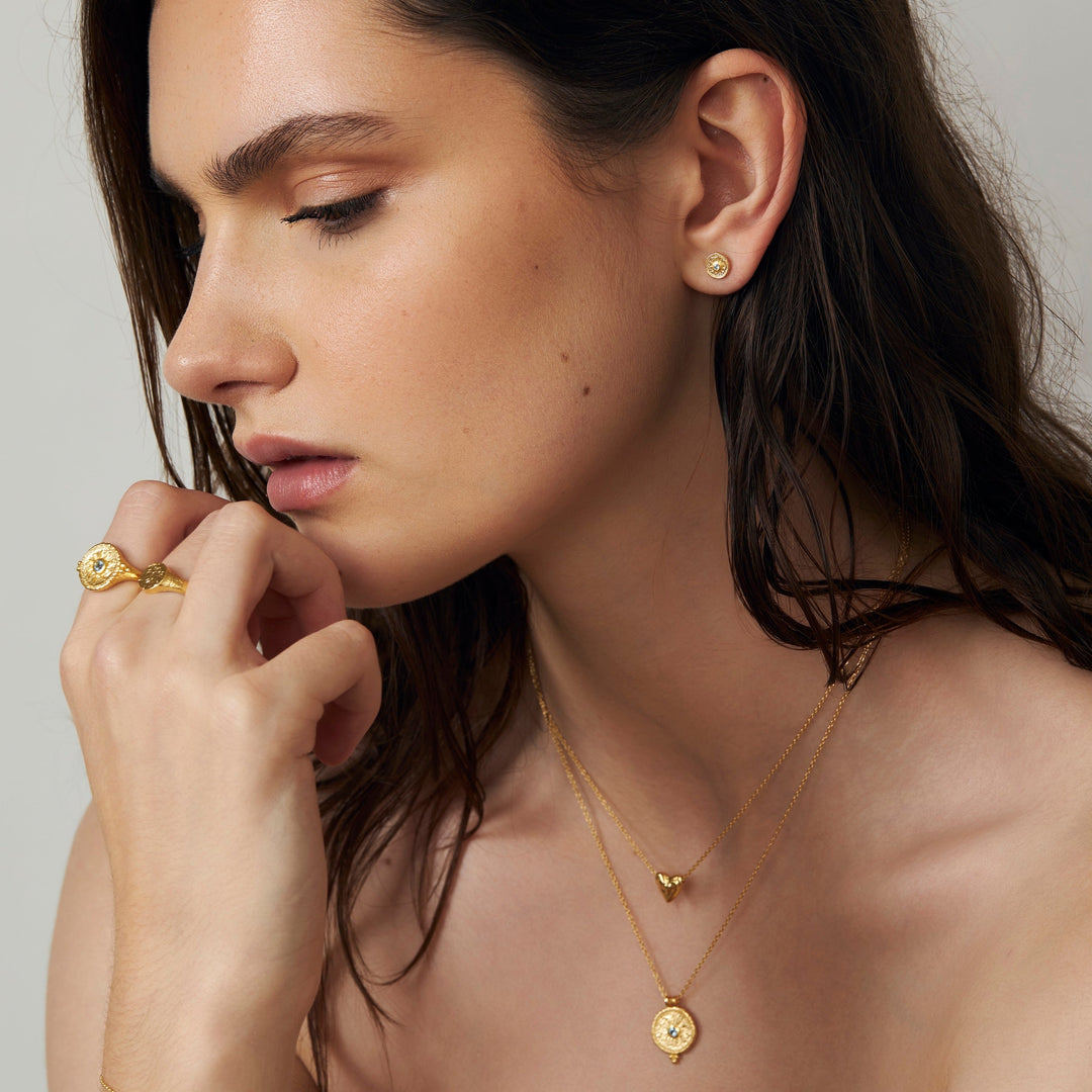 Helios Blue Topaz Studs Gold