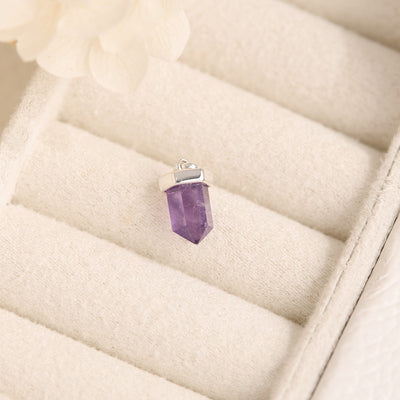 Dainty Drop Amethyst Crystal Charm