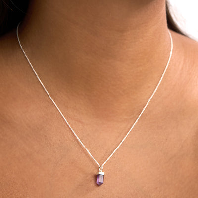 Dainty Drop Amethyst Crystal Charm