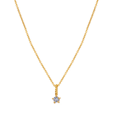 Blue Topaz Birthstone Gold Neck Charm