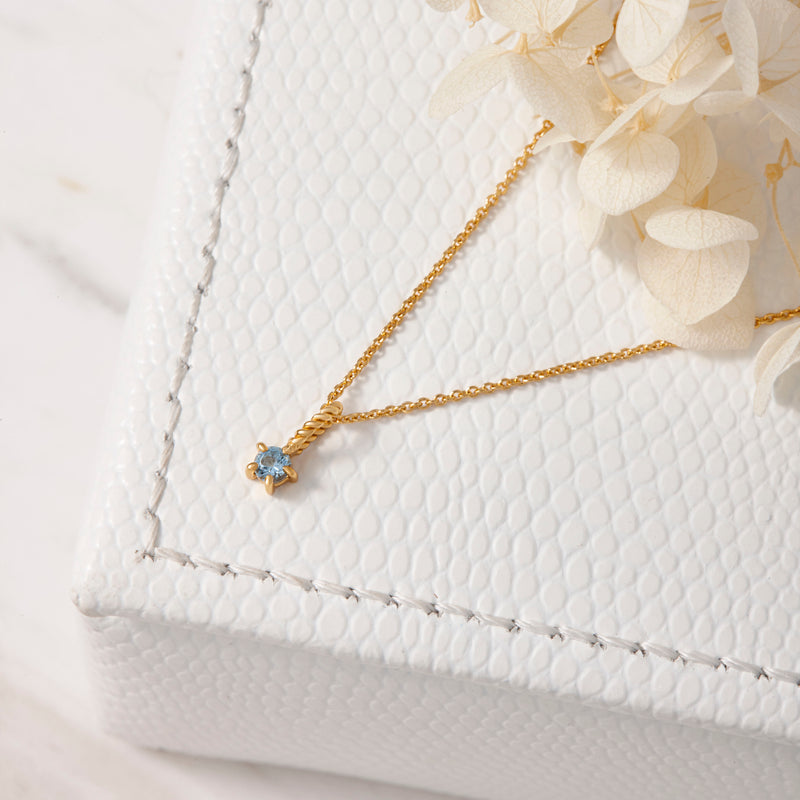 Blue Topaz Birthstone Gold Neck Charm