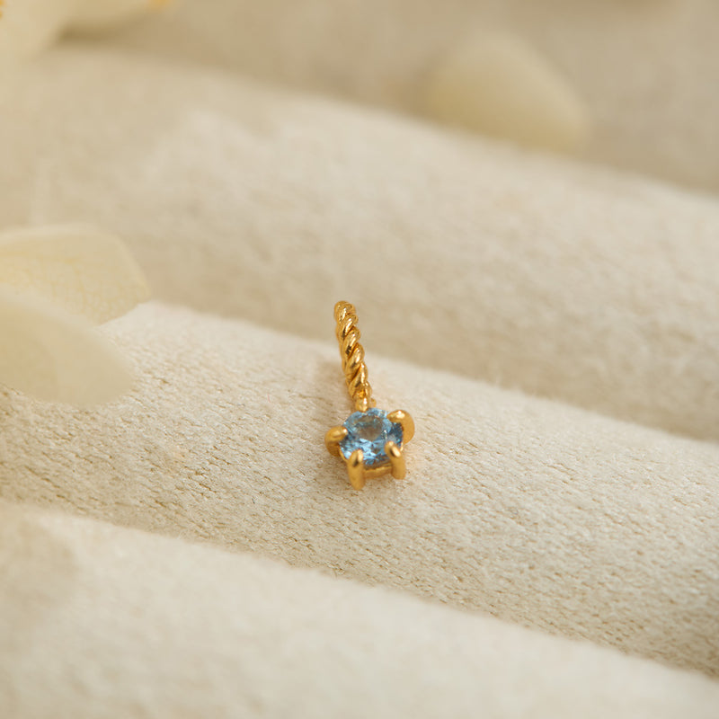 Blue Topaz Birthstone Gold Neck Charm