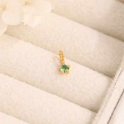 Emerald Birthstone Gold Neck Charm