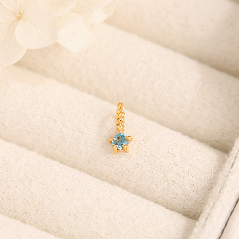 Aquamarine Birthstone Gold Neck Charm