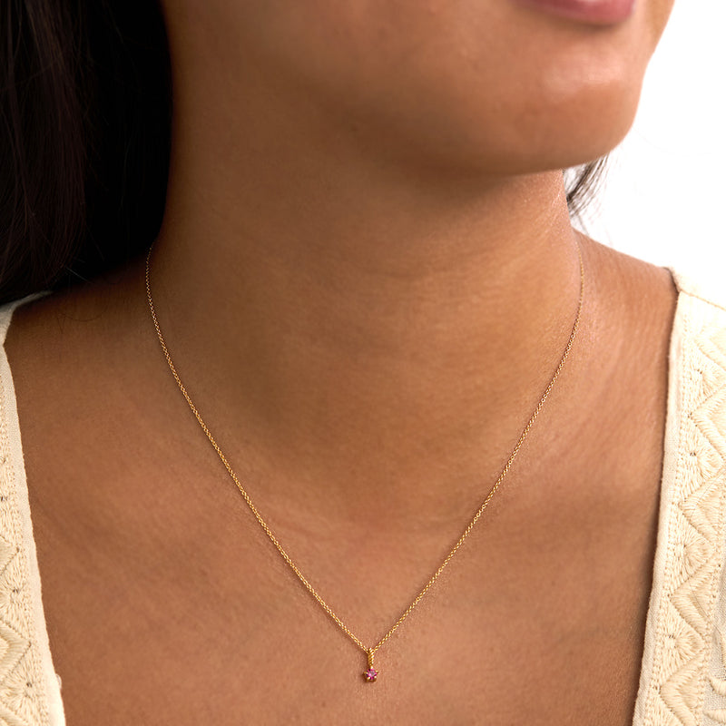 Ruby Birthstone Gold Neck Charm