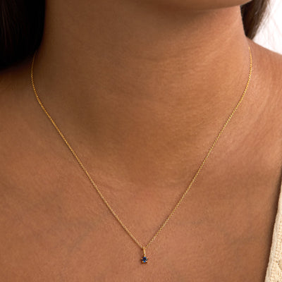 Sapphire Birthstone Gold Neck Charm