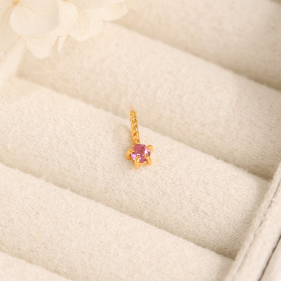 Pink Tourmaline Birthstone Gold Neck Charm