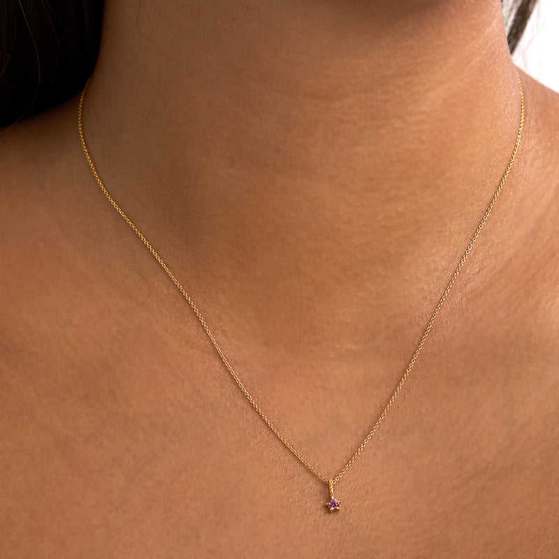 Pink Tourmaline Birthstone Gold Neck Charm