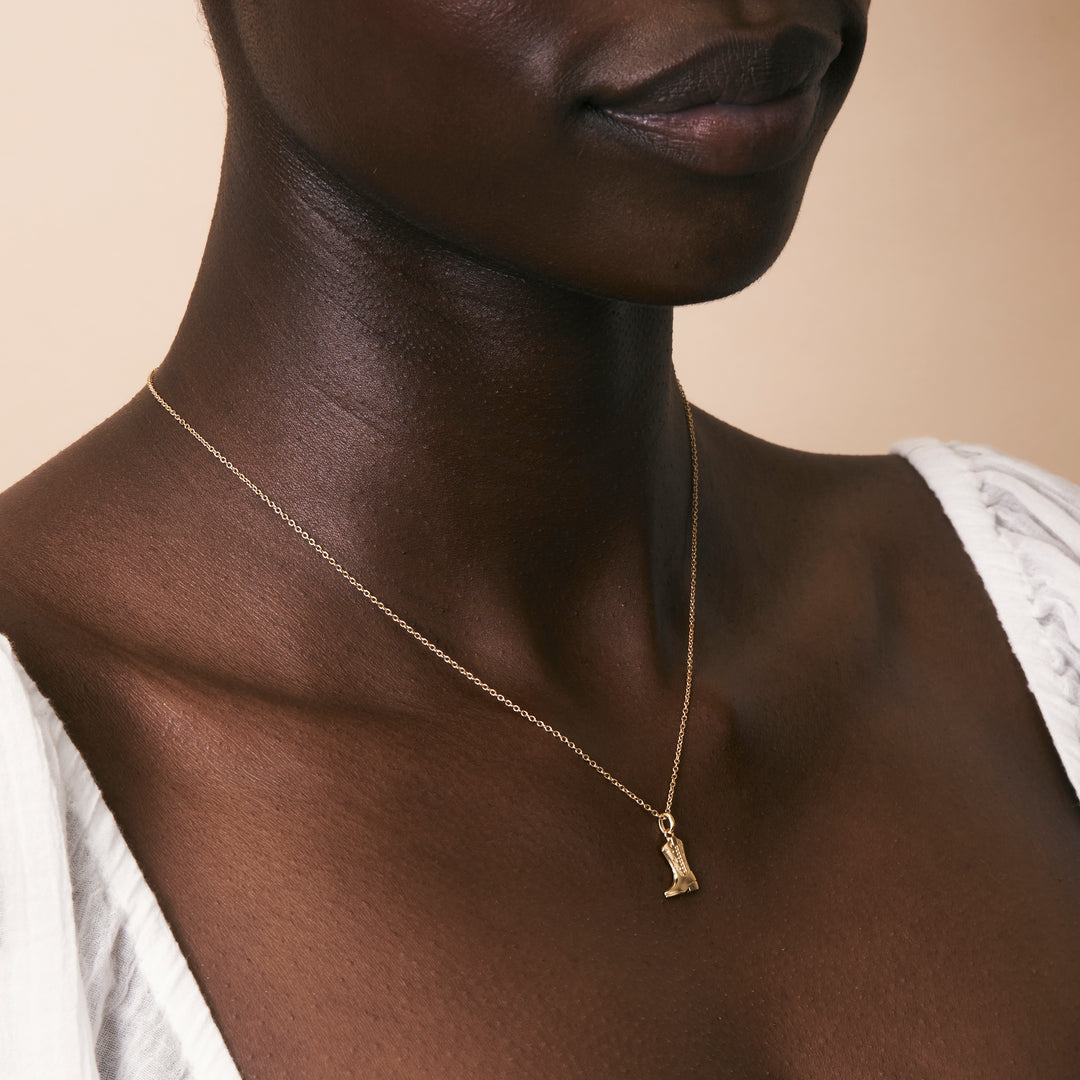 Cowgirl Boot Neck Charm Gold