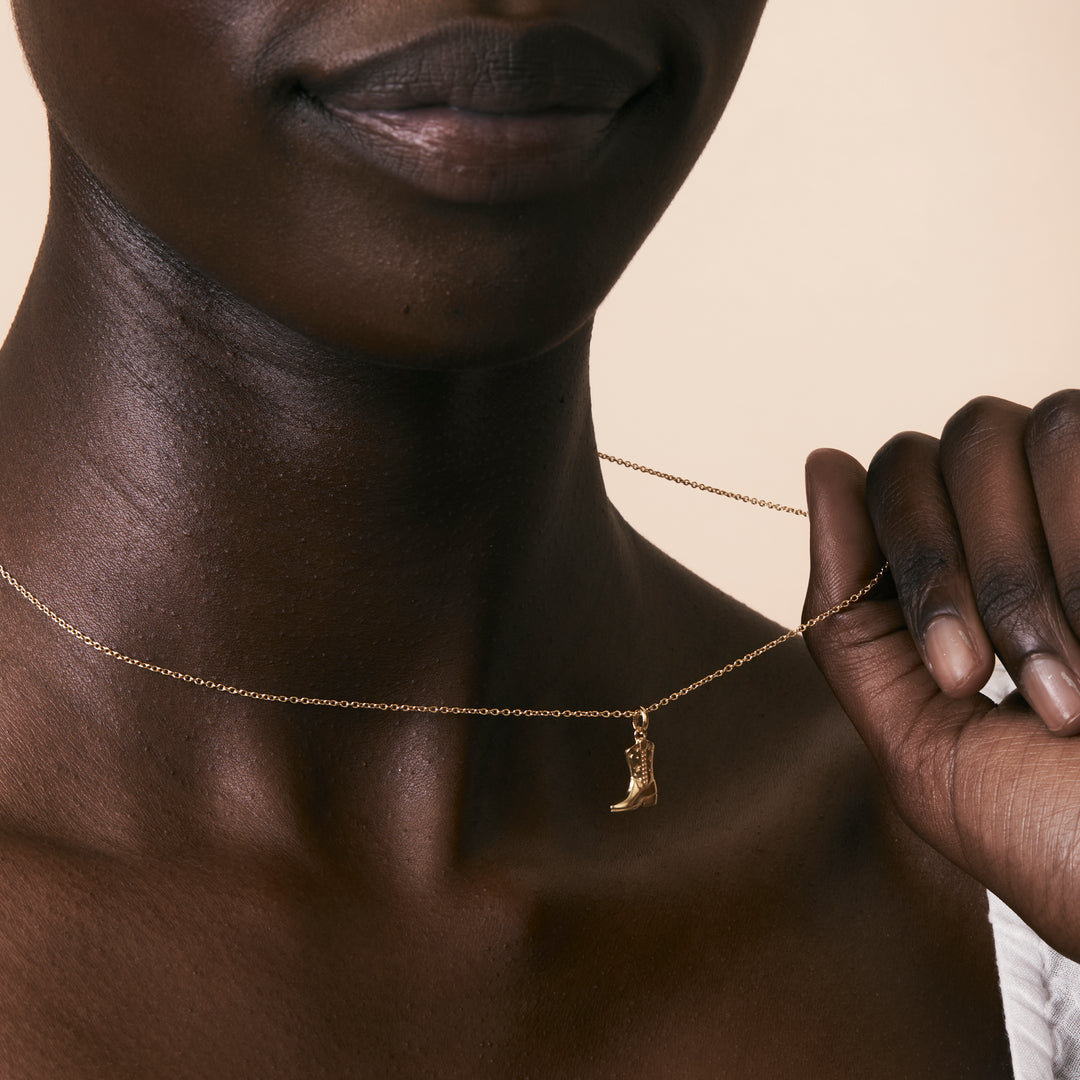 Cowgirl Boot Neck Charm Gold