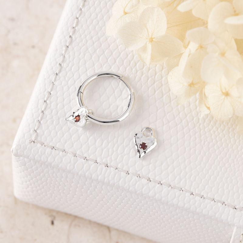 Love Heart Garnet Ear Charms