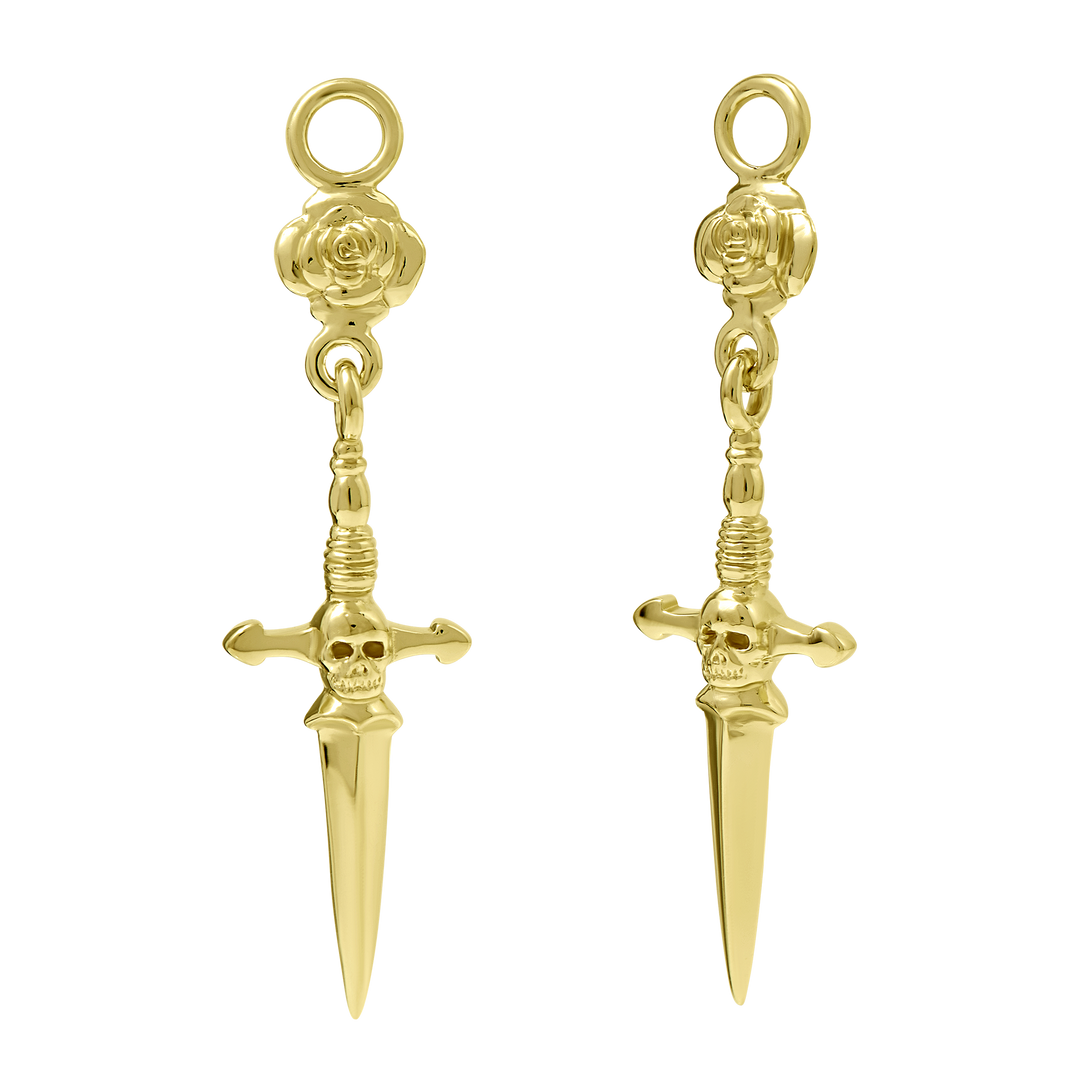 Rose & Dagger Charm Gold
