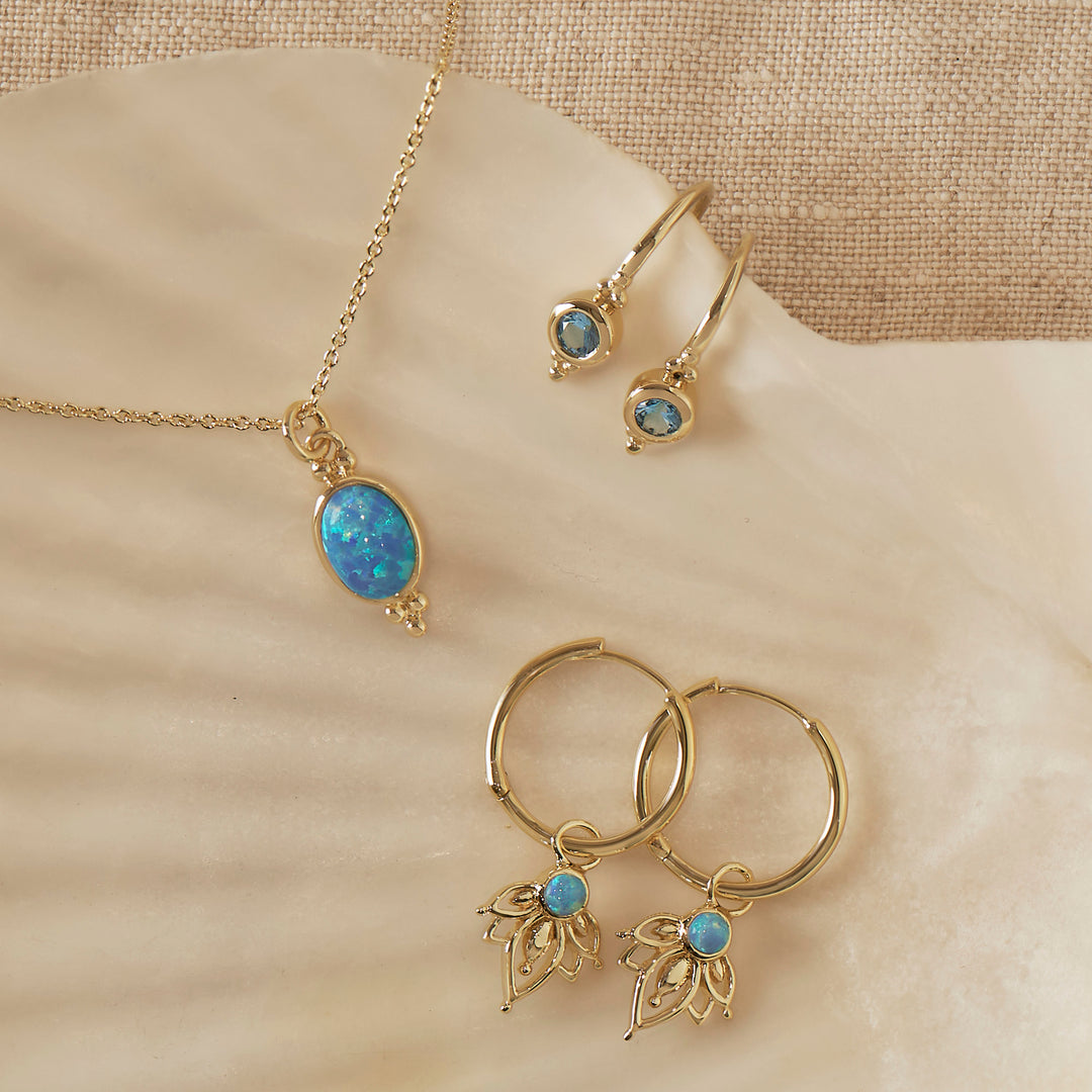 Glisten Blue Topaz Earrings Gold