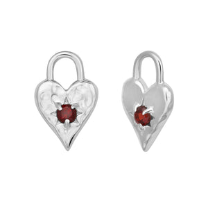 Love Heart Garnet Ear Charms