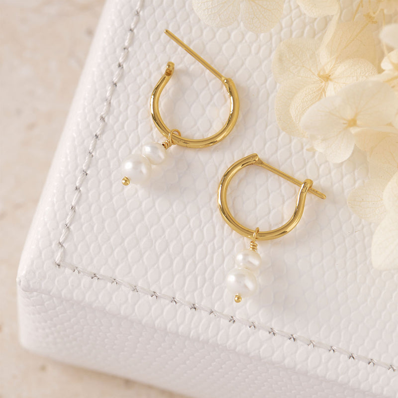 Unity Pearl Hoops Gold