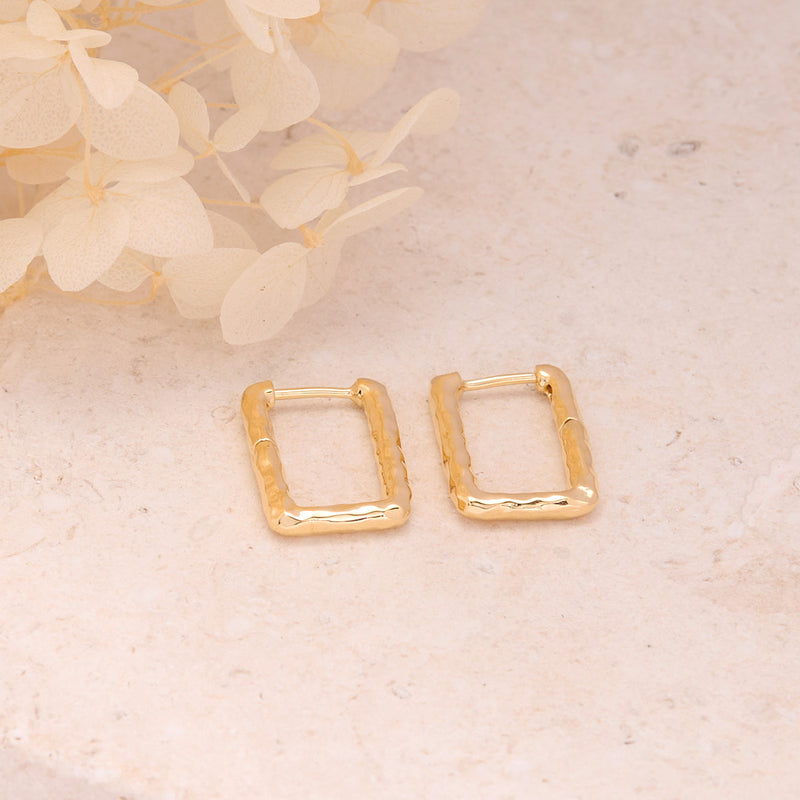 Aeon Textured Huggies 14K Gold