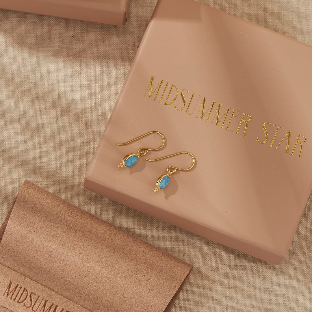 Moon Song Azure Opal Earrings Gold