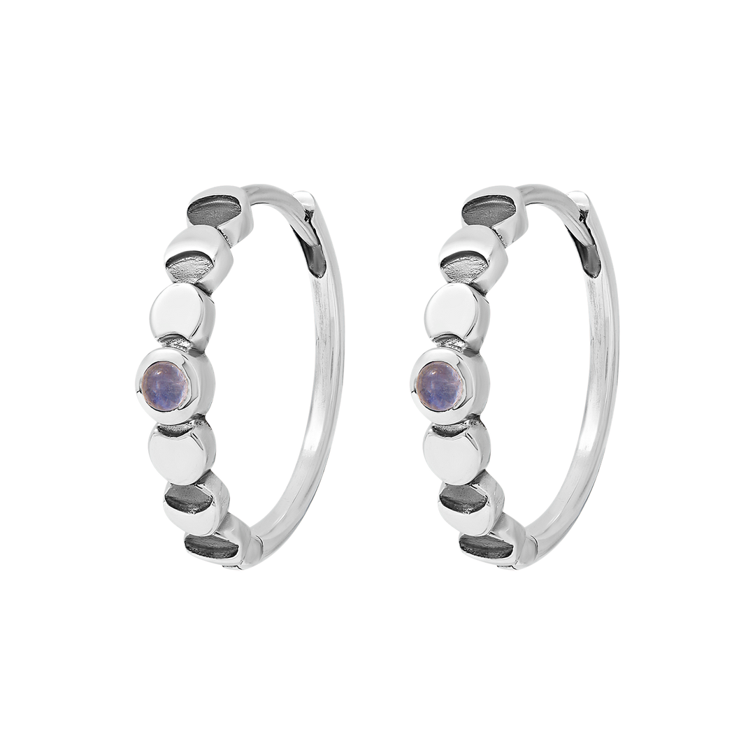 Lunar Phases Moonstone Huggies