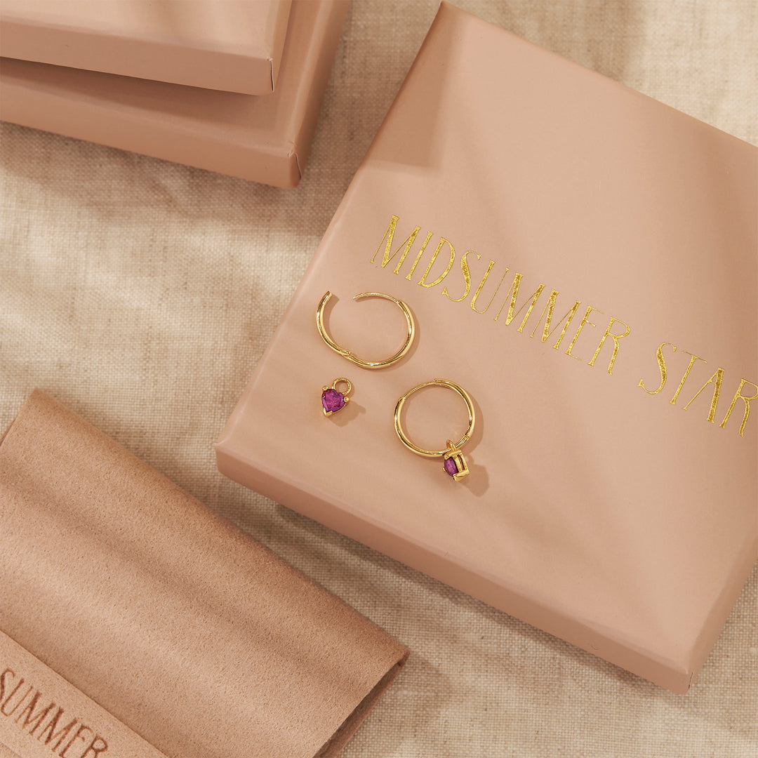 Amore Pink Tourmaline Huggies Gold