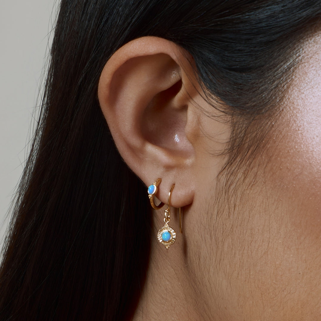 The Visionary Azure Opal Huggies Gold