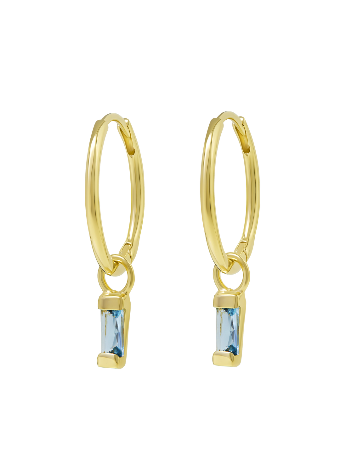 Lumen Droplet Blue Topaz Huggies Gold