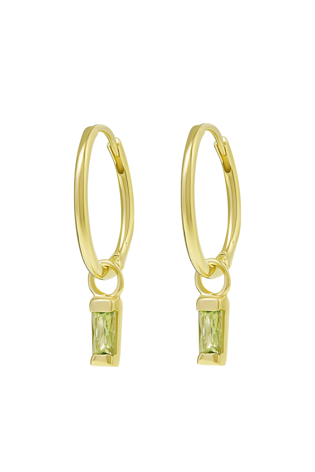 Lumen Droplet Peridot Huggies Gold