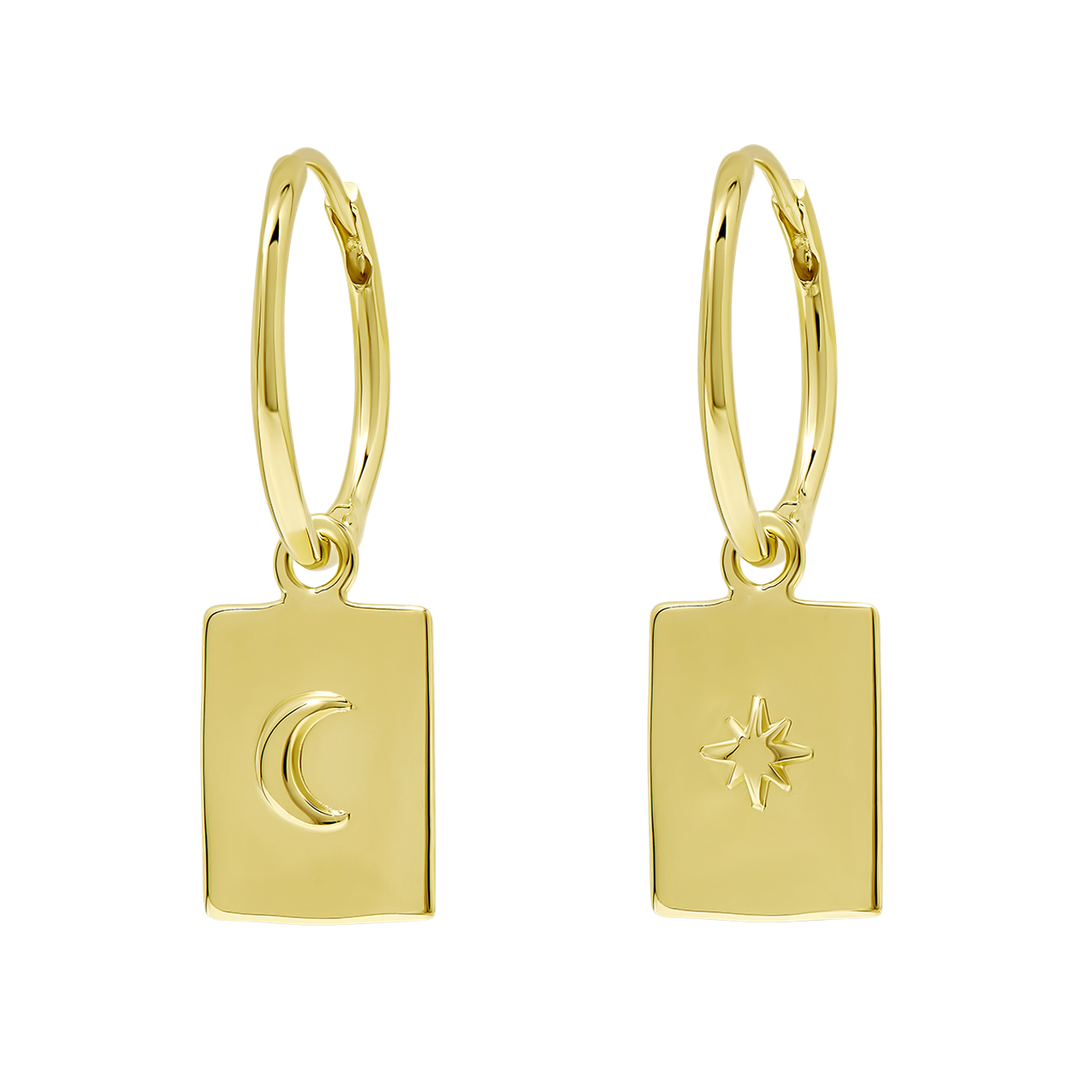 Celestial Medallion Huggies Gold