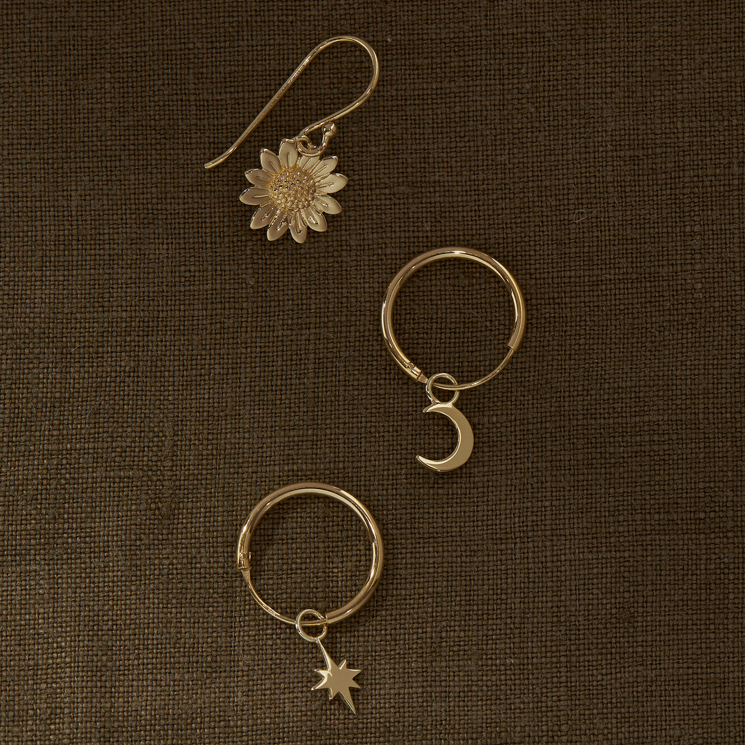 Blossoming Sunflower Earrings Gold