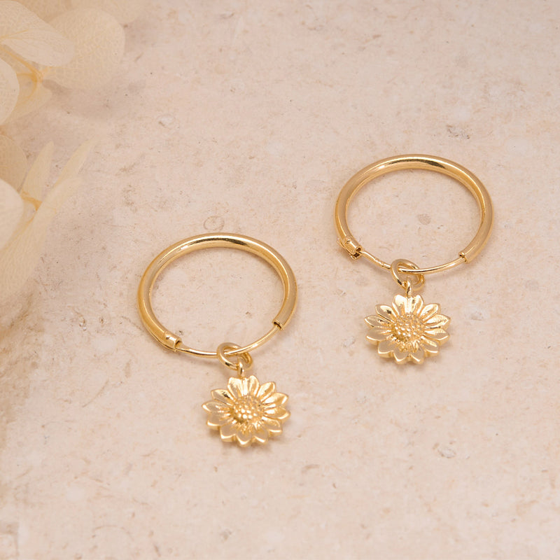 Delicate Sunflower Sleepers 14K Gold