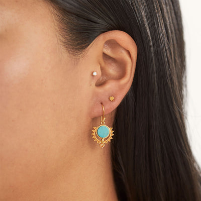 Periyar Turquoise Earrings Gold
