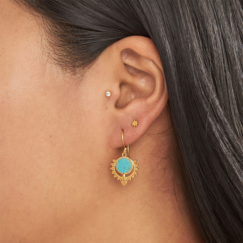 Periyar Turquoise Earrings Gold