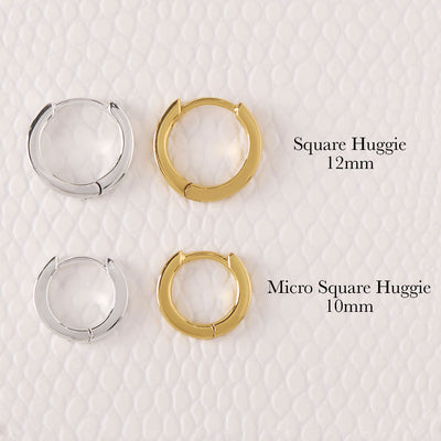 Micro Square Huggie 10mm Gold