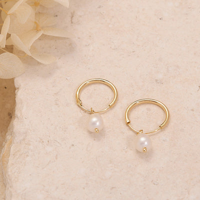 Delicate Pearl Sleepers 14K Gold