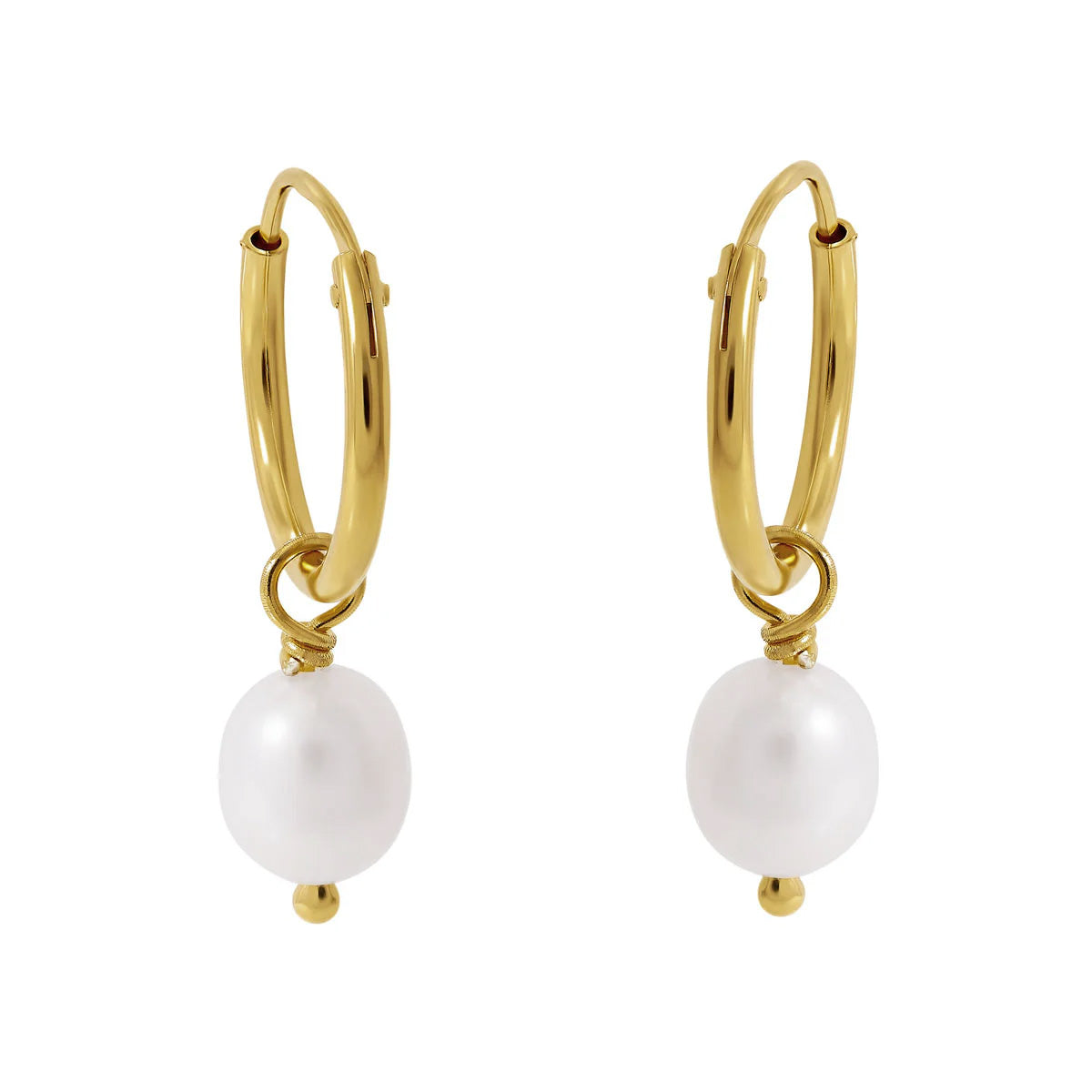 Delicate Pearl Sleepers 14K Gold