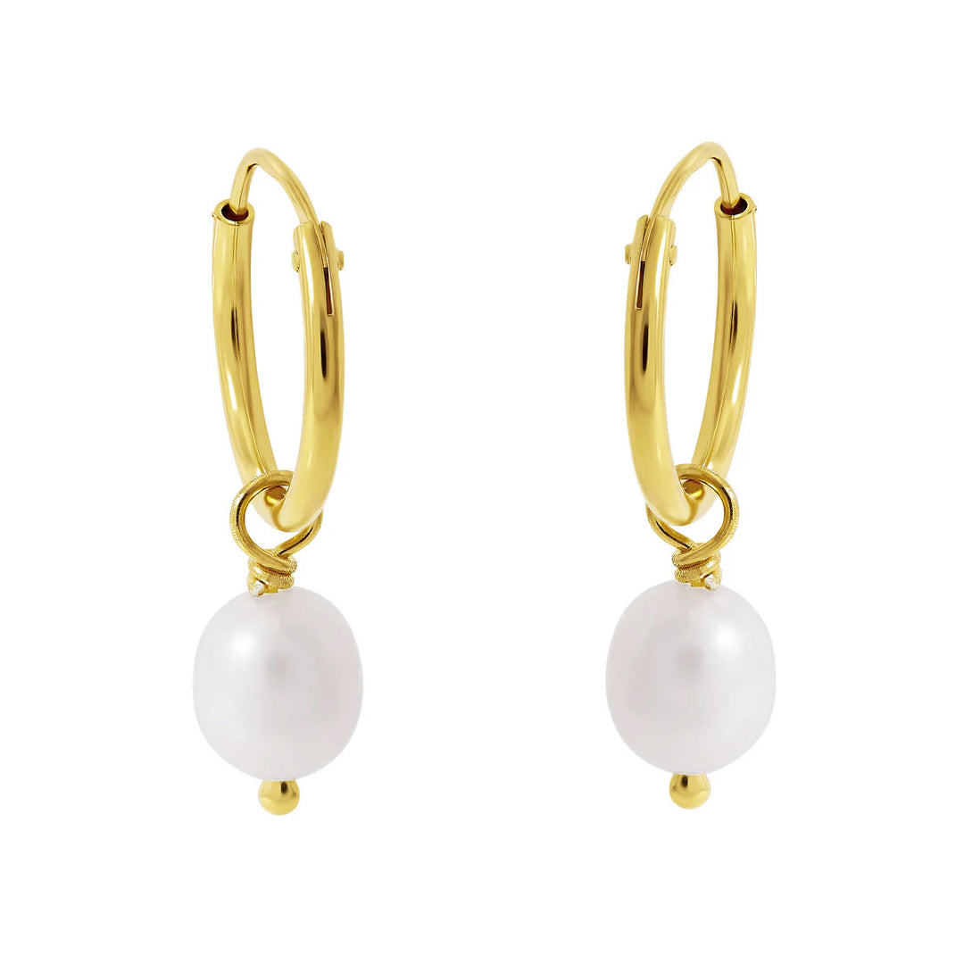 Delicate Pearl Sleepers Gold
