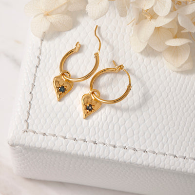 Love Heart London Blue Hoops Gold