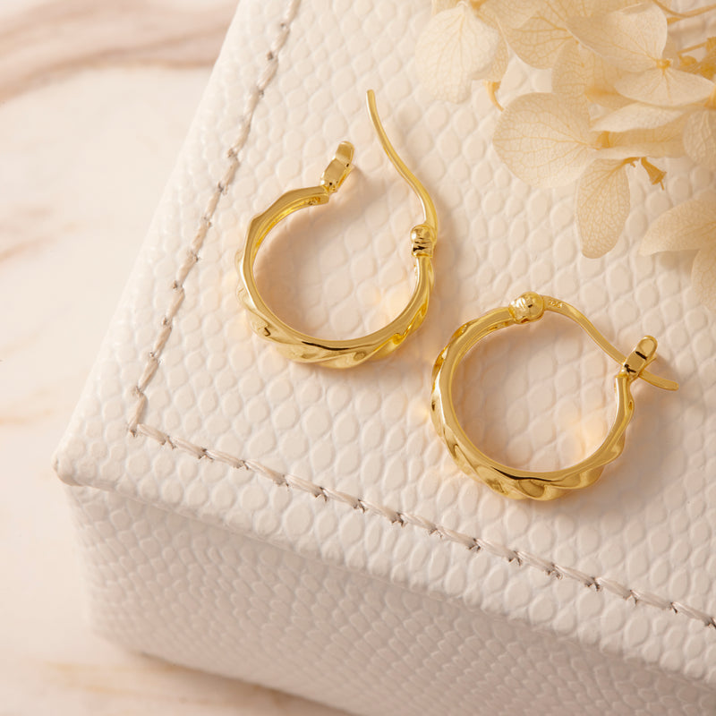 Dynamic Ripple Gold Hoops