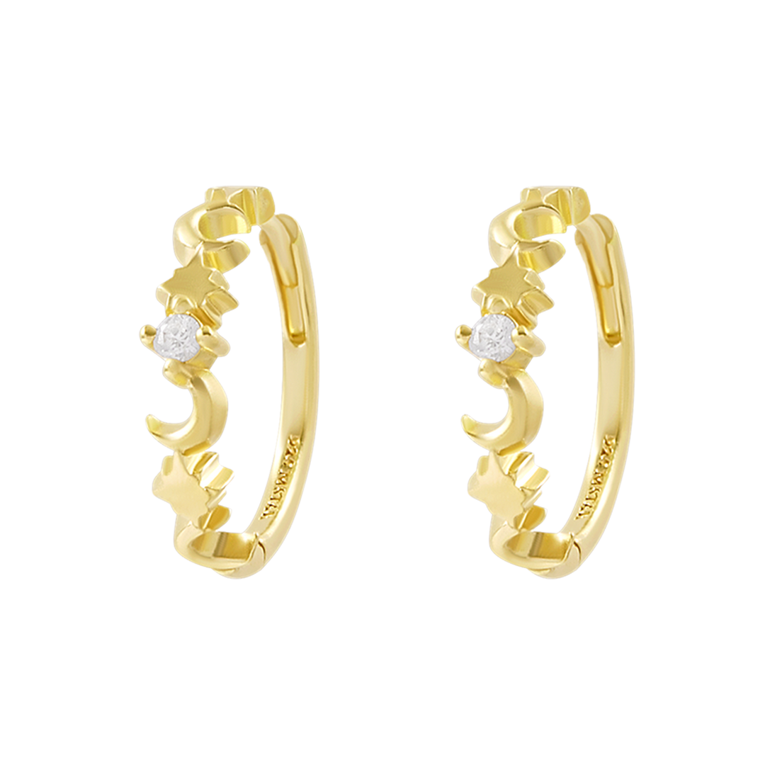 Night Glow Cubic Zirconia Huggies Gold