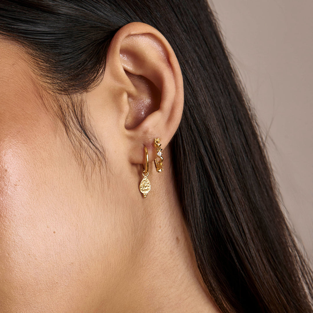 Night Glow Cubic Zirconia Huggies Gold